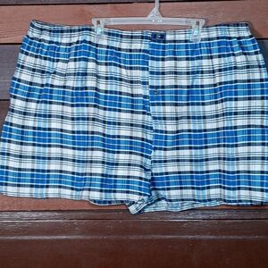 NWOT 5X Big Men's Different Touch Blue Plaid Boxer Shorts